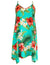 Hibiscus Short Hawaiian Dress with Scarf Hem Aqua