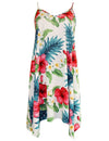 Hibiscus Short Hawaiian Dress with Scarf Hem White