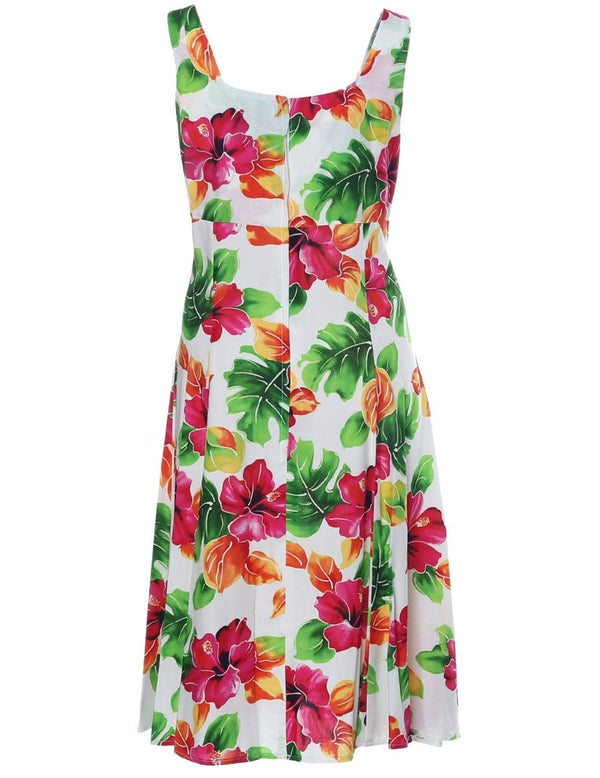 Hibiscus Watercolor Short Hawaiian Sundress bACK