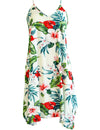 Ilikai Bouquet Scarf Hem Short Hawaiian Dress White