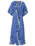 Ilima Flower Lei Caftan Hawaiian Dress Blue One-Size Fits S to 4XL (2-26)
