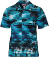 Island Sunset Paradise Hawaii Aloha Shirt Turquoise RJC