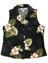 Ka Pua Floral Sleeveless Blouse Black Pacific Legend