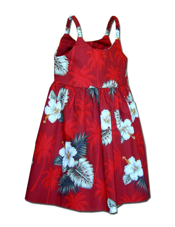 Ka Pua Girls Bungee Straps Dress Red Pacific Legend