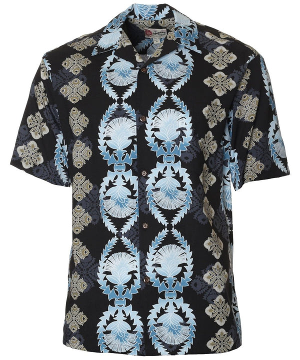 Kamamalu Resort Shirt Black Hilo Hattie