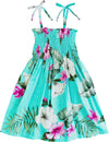 Kiana Girl's Dress with Elastic Smock Top Aqua