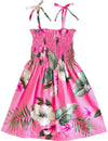 Kiana Girl's Dress with Elastic Smock Top Pink