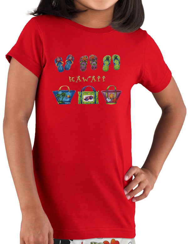 Kids T-Shirt Hawaiian Handbags & Slippers Red Shaka Time Hawaii