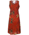 Retro Oasis Palms Midi Hawaiian Dress Rust