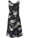 Knee Length Orchids Makani Hawaiian Dress Black