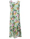 Liliha Tea Length Sleeveless Hawaiian Dress Sage XL