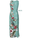 Long Maxi Hawaiian Dress Birds of Paradise Hibiscus Design Green Royal Creations