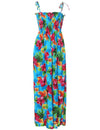 Long Hawaiian Smock Dress Hibiscus Watercolor Blue Size Two Palms