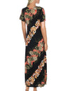 Pineapple Panel Long Maxi Dress with Sleeves Black