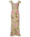 Long Ruffled Muumuu Dress Orchid Beauty Beige