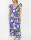 Long Muumuu Hawaiian Dress Palolo Valley Purple Purple S