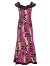 Long Ruffled Muumuu Dress Ilima Flower Lei Fuchsia