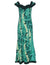 Long Ruffled Muumuu Dress Ilima Flower Lei Green