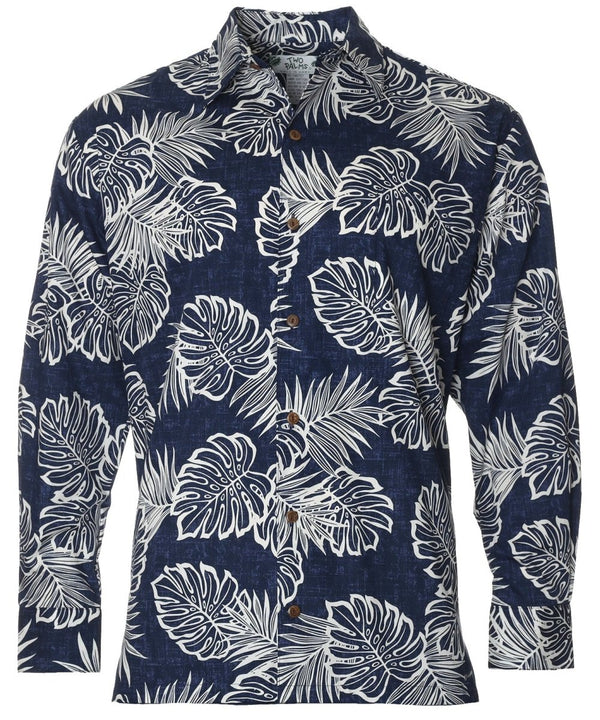 Long Sleeves Hawaiian Shirt Kauai Navy