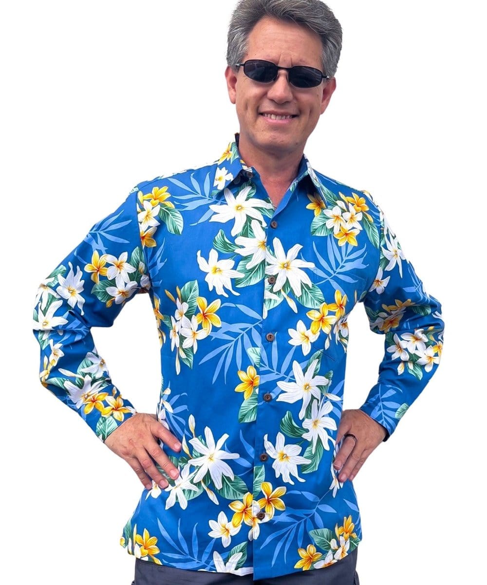 Long Sleeves Hawaiian Shirt Lanaikai Blue / L Long Sleeves Hawaiian Shirt Lanaikai Blue / L