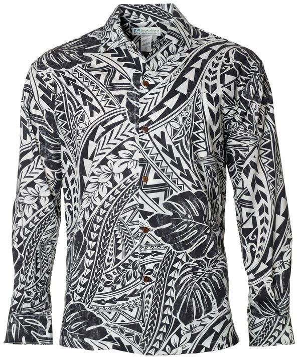 Long Sleeves Tribal Malama Shirt Black Shaka Time Hawaii
