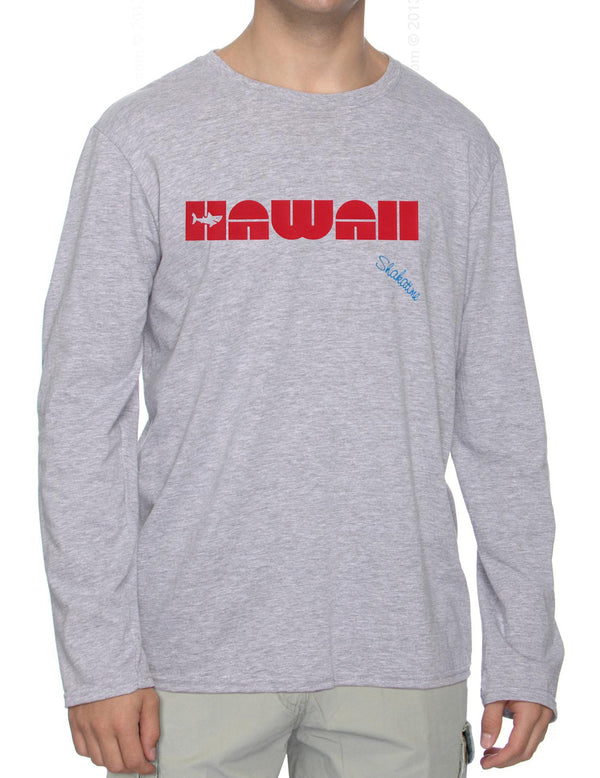 Hawaii Shark Long Sleeve T-Shirt Ash Shaka Time Hawaii