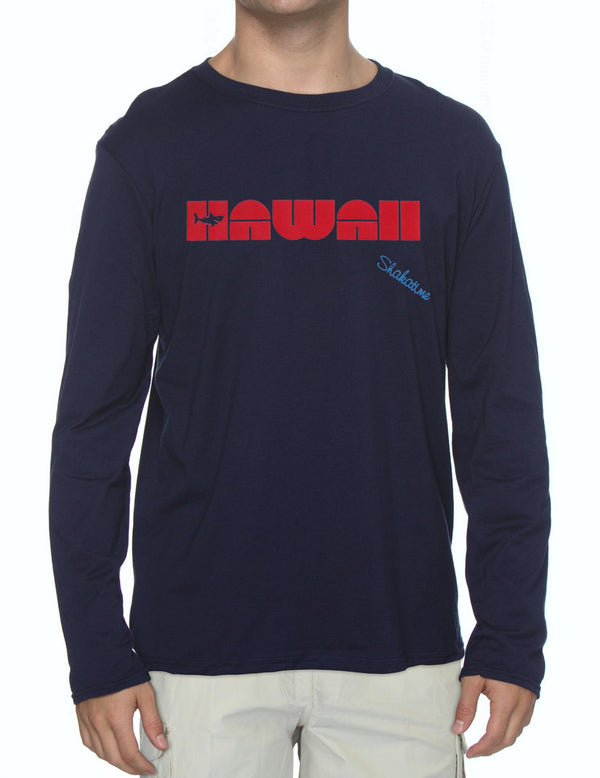 Hawaii Shark Long Sleeve T-Shirt Navy Shaka Time Hawaii