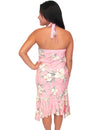 Malana Orchids Midi Length Halter Hawaiian Dress