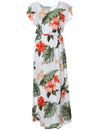 Full Length Dress Cap Sleeves Waipio Hibiscus White KY