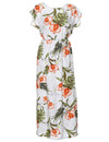 Full Length Dress Cap Sleeves Passion Orchids White KY