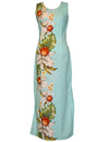 Maxi Long Dress Orchids Koloa Aloha Aqua KY