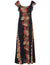 Maxi Long Empire Dress Flutter Sleeve Pineapple Panel Black