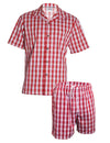 Red Palaka Cabana Set for Men Aloha Shirt and Shorts Red