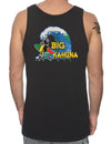 Men Tank Top Big Kahuna Waves Design Black Shaka Time Hawaii