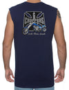 Island Chopper Motorcycle Muscle Tee Navy Shaka Time Hawaii