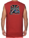 Island Chopper Motorcycle Muscle Tee Red Shaka Time Hawaii