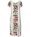 Hanalei Panel Traditional Relaxed Fit Hawaiian Dress Cap Sleeves White Two Palms