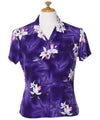Midnight Orchid Hawaiian Fitted Blouse Purple