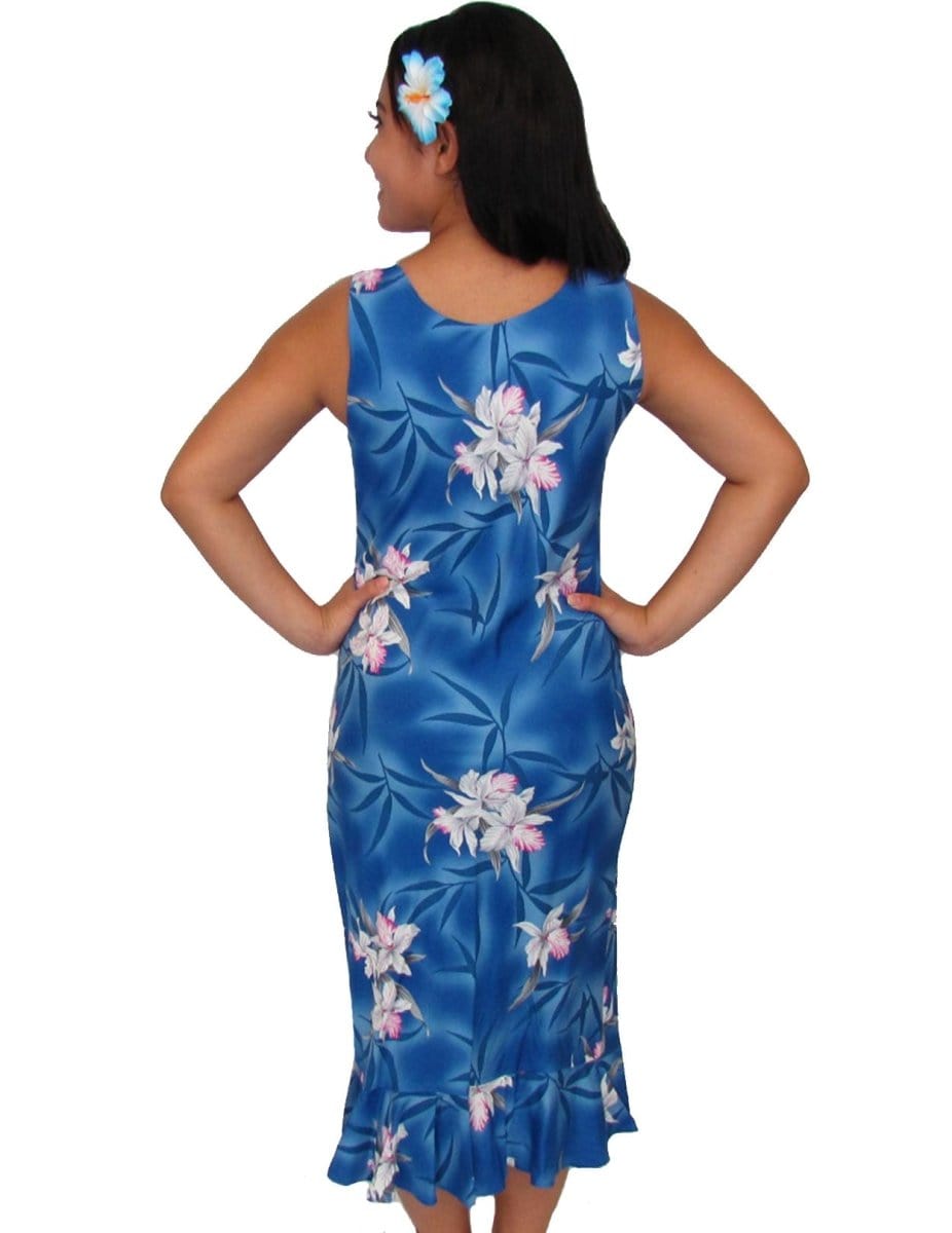 Midnight Orchid Hawaiian Dress Blue / XL