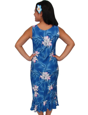 Midnight Orchid Hawaiian Dress Blue / XL
