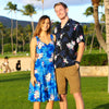 Family matching from Shaka Time in blue with orchids flowers Hawaiian print