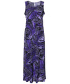 Monstera Ink Long Maxi Knit Hawaiian Dress Purple Mae Young Designs