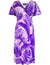 Monstera Paradise Knee Length Dress with flutter Sleeves Purple M