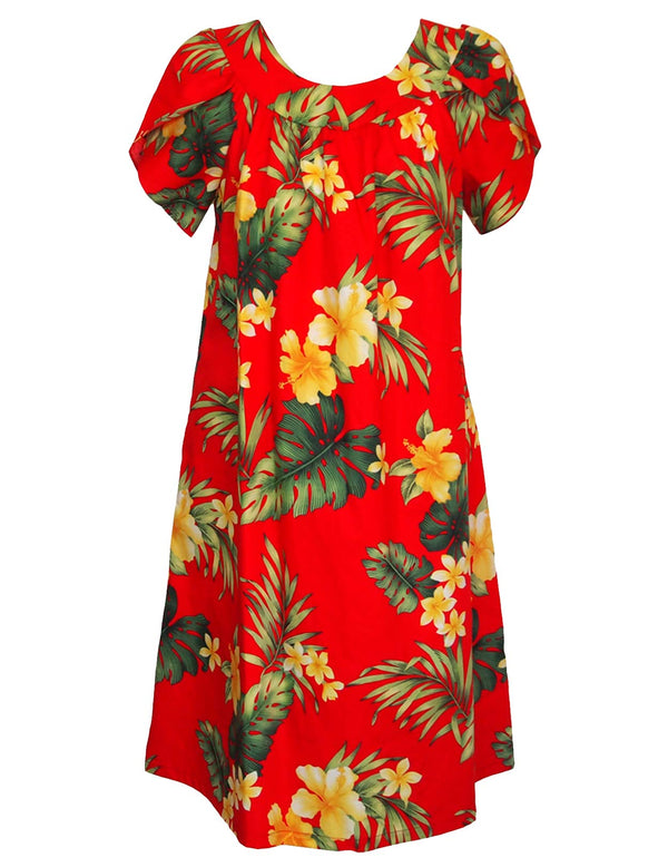 Puunene Pull Over Short Muumuu Dress Red