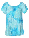 Off-Shoulder Peasant Blouse Island Reef Sea Green Hilo Hattie