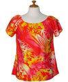 Off-Shoulder Peasant Orange Blouse Manoa