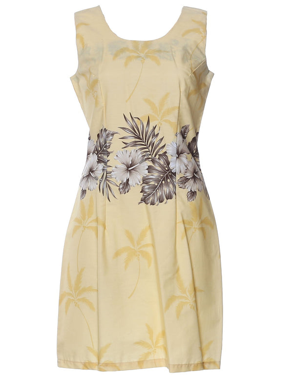 Ohua Short Hawaiian Dress Border Design Yellow KY