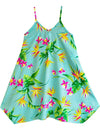 Paradise Orchids Scarf Hem Dress for Girls Aqua