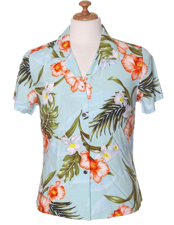 Passion Orchids Women Blouse Light Blue KY