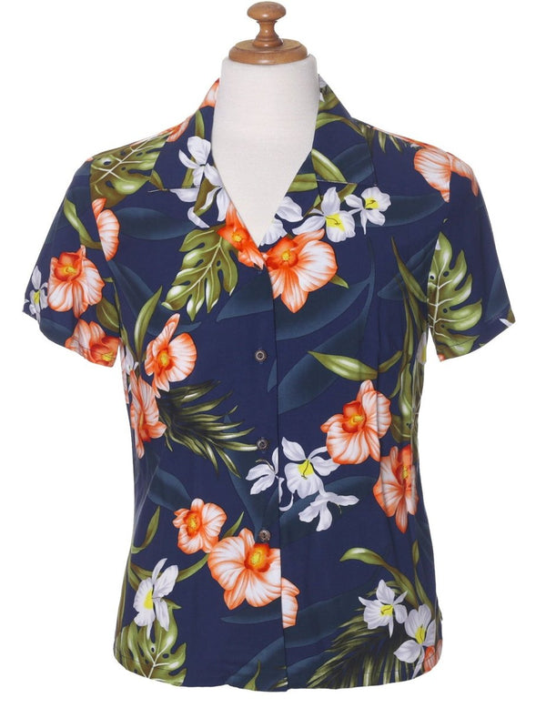 Passion Orchids Women Blouse Navy KY